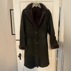 Vintage Siena Collection Black Shearling Coat Size Medium